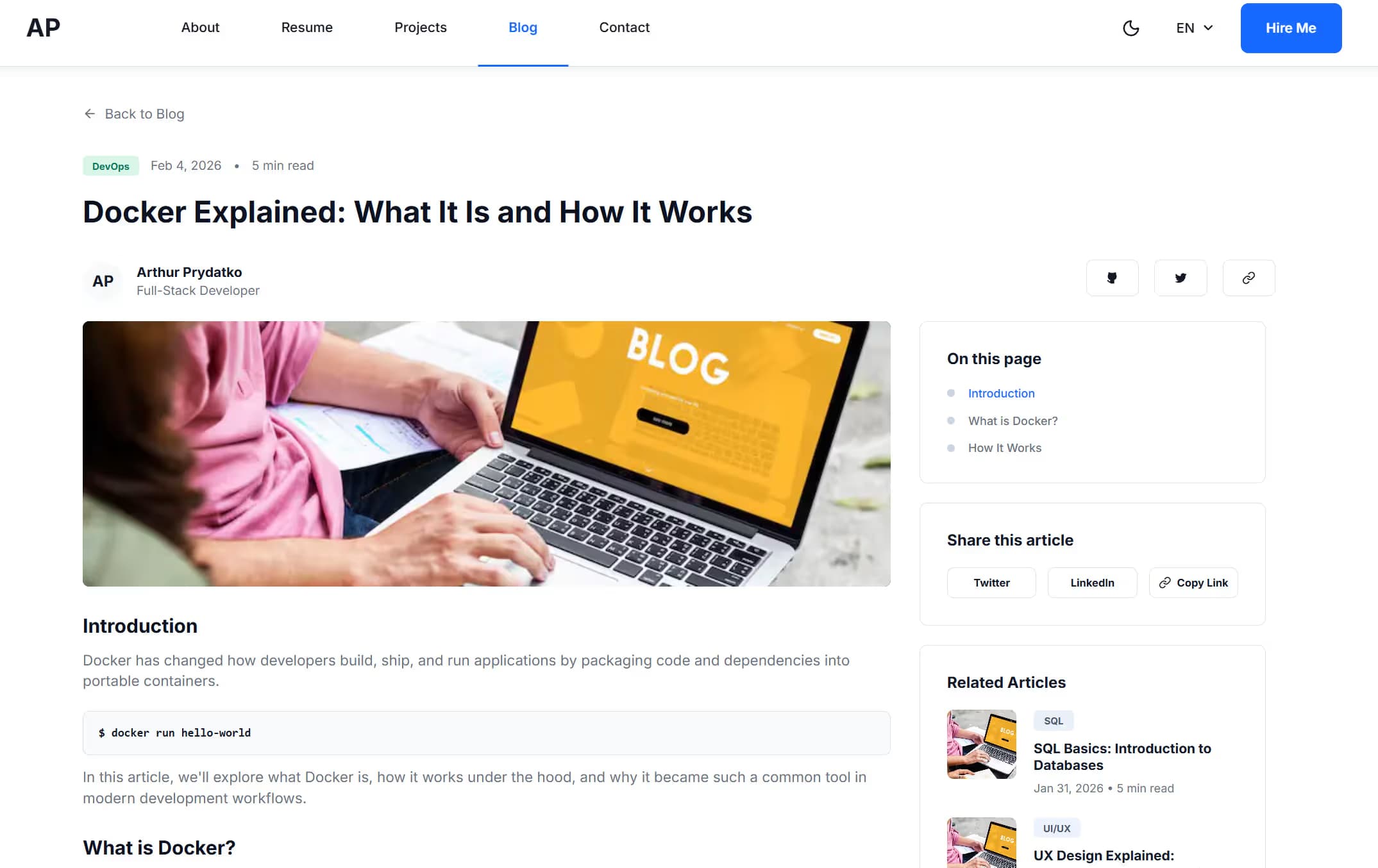 Blog page
